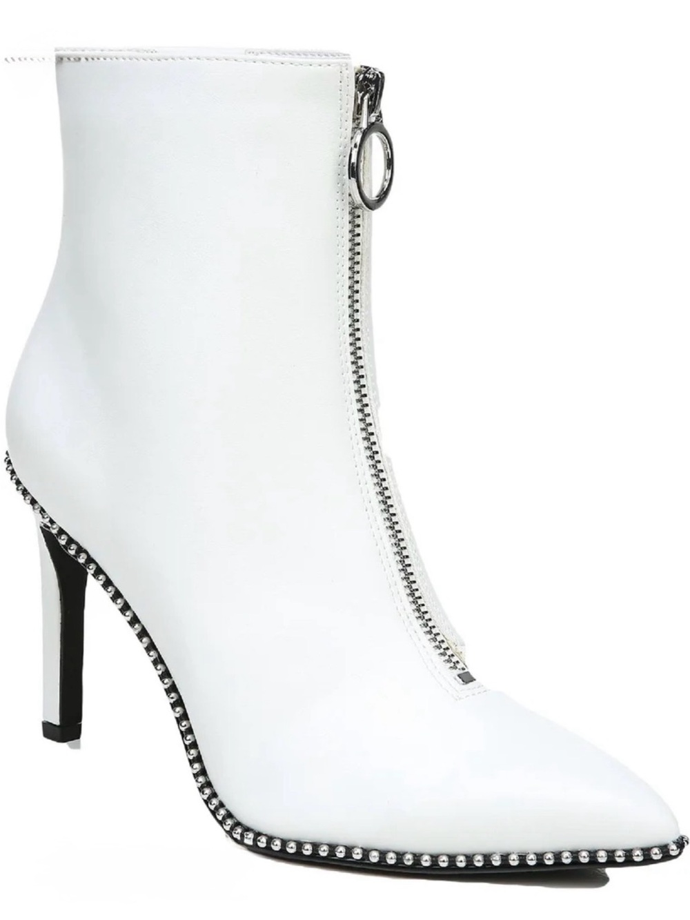 Bar III Briget ankle booties in white smooth faux leather
